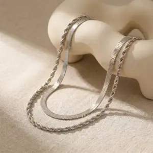 Classic Rope and Snake Necklace (Silver)
