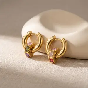 Dainty Colourful Zircon Huggies Earrings